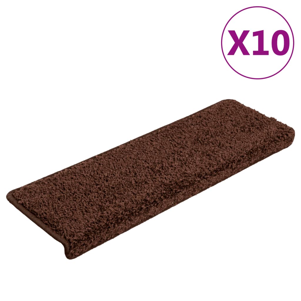 VidaXL trappemåtter 10 stk 65x21x4 cm brun rektangulær kant