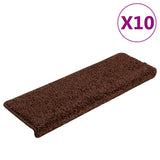 VidaXL trappemåtter 10 stk 65x21x4 cm brun rektangulær kant