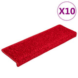 VidaXL trappemåtter 10 stk 65x21x4 cm rød rektangulær kant