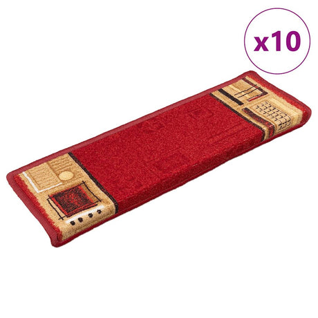 VidaXL trappemåtter selvklæbende 10 stk 65x21x4 cm rød