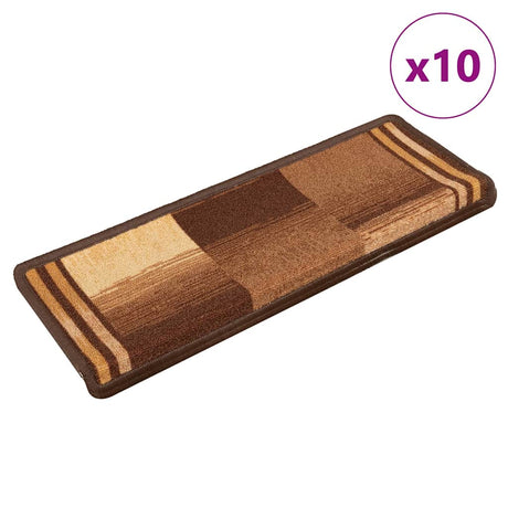 VidaXL trappemåtter selvklæbende 10 stk 65x21x4 cm brun