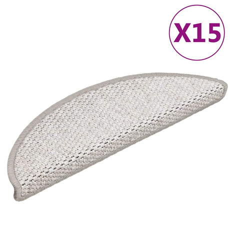 Vidaxl Stair Mats Selvklæbende 15 St. Sisal Look 56x17x3 cm Platina farve