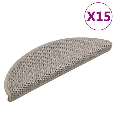 Vidaxl Stair Mats Selvklæbende 15 St. Sisal Look 56x17x3cm sølvfarvet