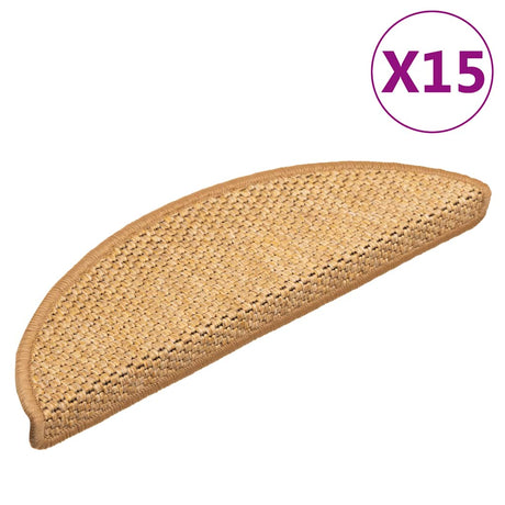 Vidaxl Stair Mats Selvklæbende 15 St. Sisal Look 56x17x3 cm sisal farvet