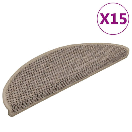 Vidaxl Stair Mats Selvklæbende 15 St. Sisal Look 56x17x3 cm mørk beige