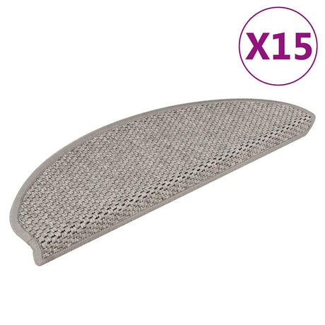 Vidaxl Stair Mats Selvklæbende 15 St. Sisal Look 65x21x4cm sølvfarvet