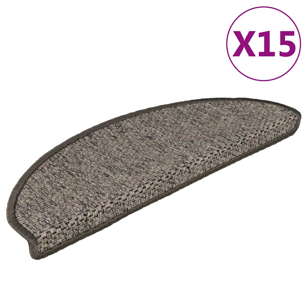 VidaXL trappemåtter selvklæbende 15 stk sisal look 65x21x4 cm grå-beige