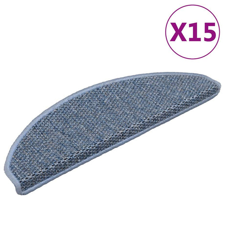 Vidaxl Stair Mats Selvklæbende 15 St. Sisal Look 65x21x4 cm blå