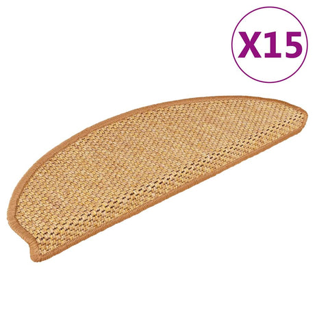 Vidaxl Stair Mats Selvklæbende 15 St. Sisal Look 65x21x4 cm Sisal farvet