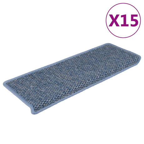 Vidaxl Stair Mats Selvklæbende 15 St. Sisal Look 65x21x4 cm blå