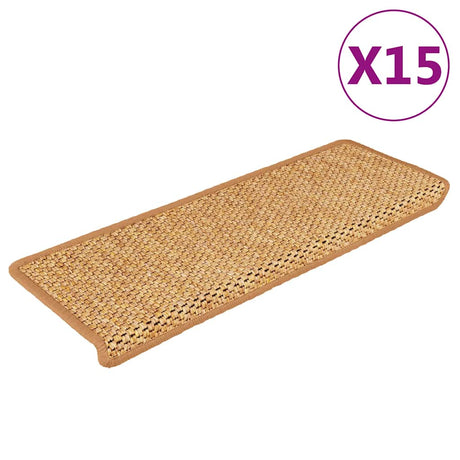 Vidaxl Stair Mats Selvklæbende 15 St. Sisal Look 65x21x4 cm orange
