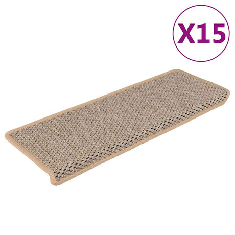 Vidaxl Stair Mats Self-klæbende 15 St. Sisal Look 65x21x4 cm lys beige