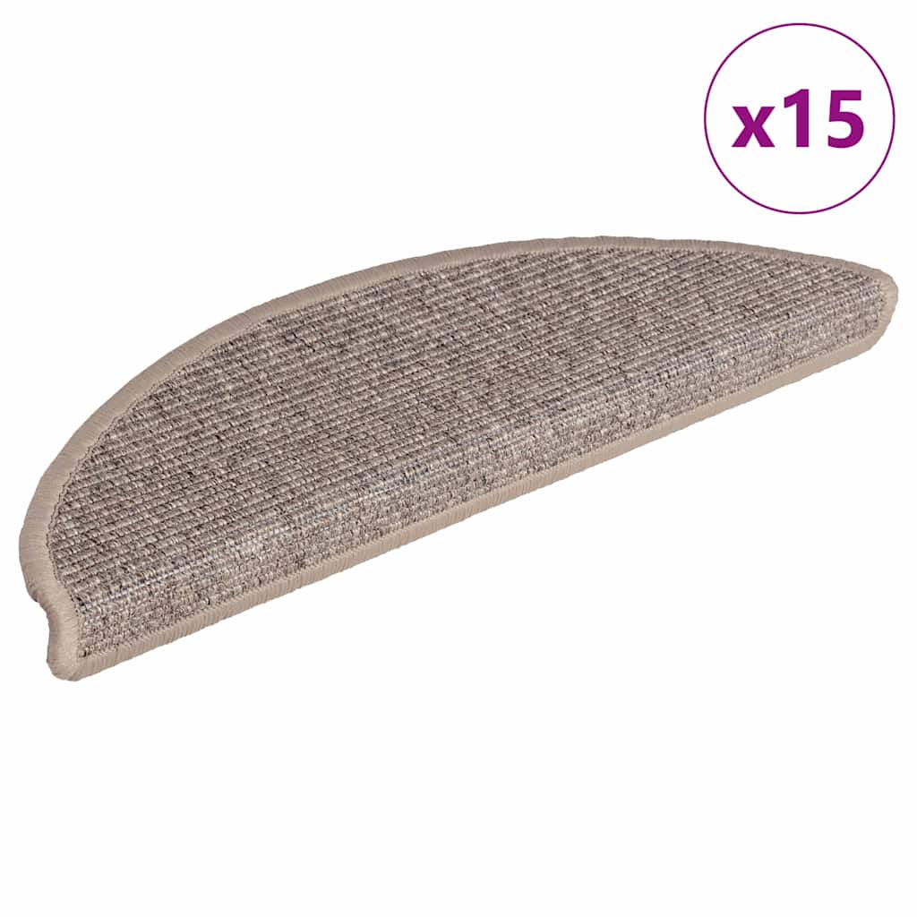 VidaXL trappemåtter 15 stk 56x17x3 cm mørk beige halvcirkelformet