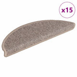 VidaXL trappemåtter 15 stk 56x17x3 cm mørk beige halvcirkelformet