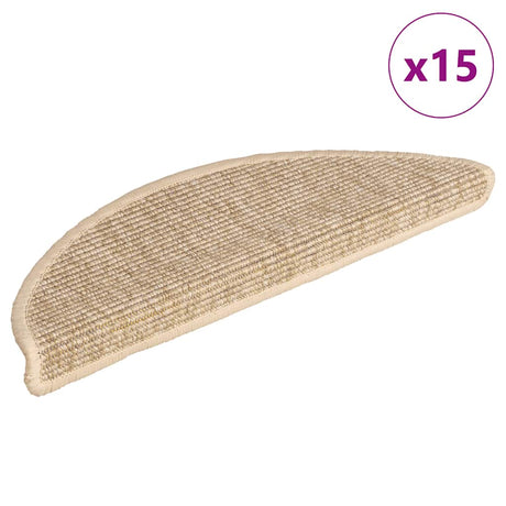 Vidaxx trappemåtter 15 stk 56x17x3 cm lys beige halvcirkelformet