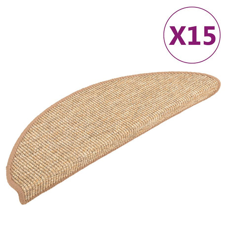 Vidaxl Stair Mats 15 St 56x17x3 cm lysebrun halvkugle