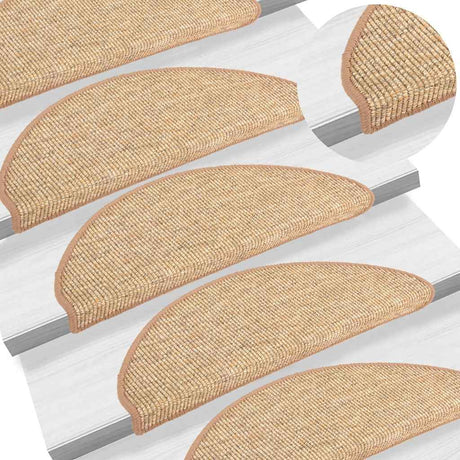 Vidaxl Stair Mats 15 St 56x17x3 cm lysebrun halvkugle