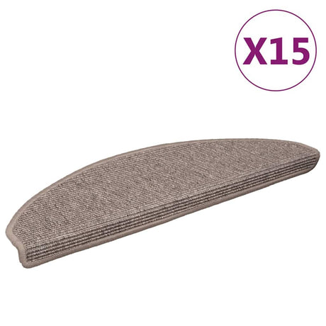 Vidaxx trappemåtter 15 stk 65x21x4 cm mørk beige halvcirkelformet stor