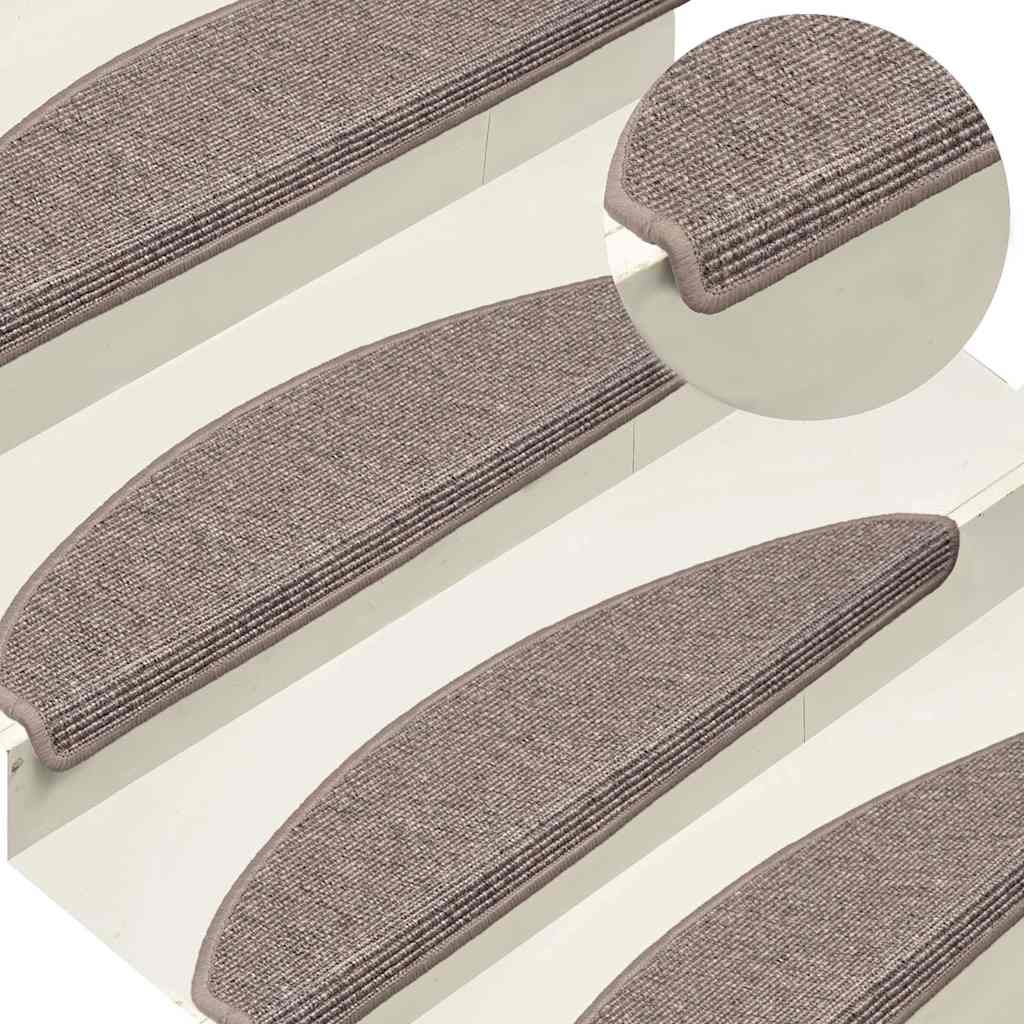 Vidaxx trappemåtter 15 stk 65x21x4 cm mørk beige halvcirkelformet stor