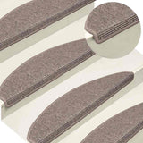 Vidaxx trappemåtter 15 stk 65x21x4 cm mørk beige halvcirkelformet stor