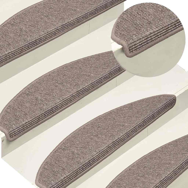 Vidaxx trappemåtter 15 stk 65x21x4 cm mørk beige halvcirkelformet stor