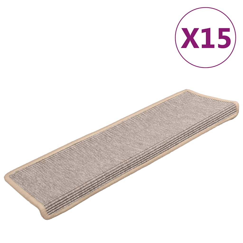Vidaxx trappemåtter 15 stk 65x21x4 cm sølv med rektangulær kant