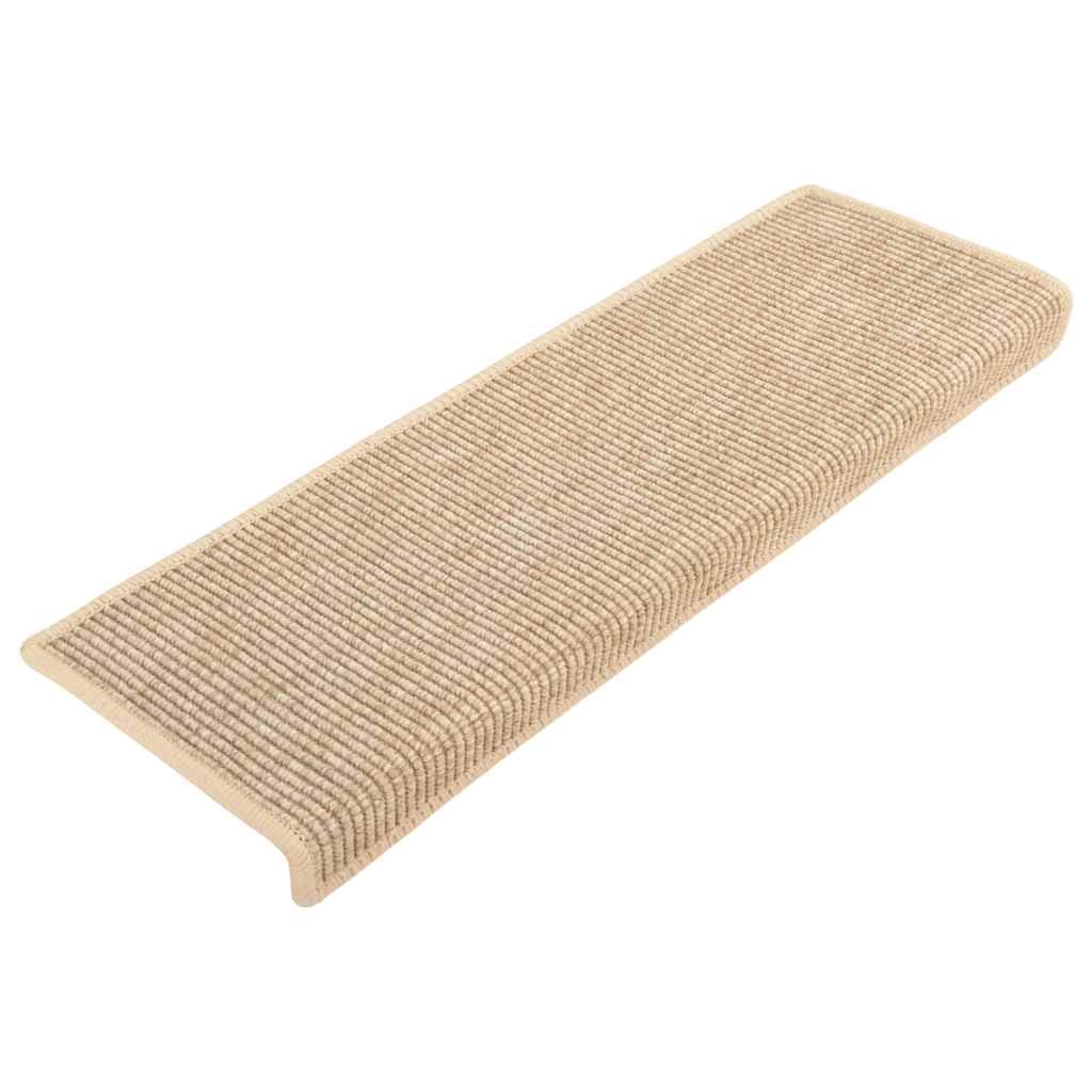 Vidaxx trappemåtter 15 stk 65x21x4 cm lys beige med rektangulær kant