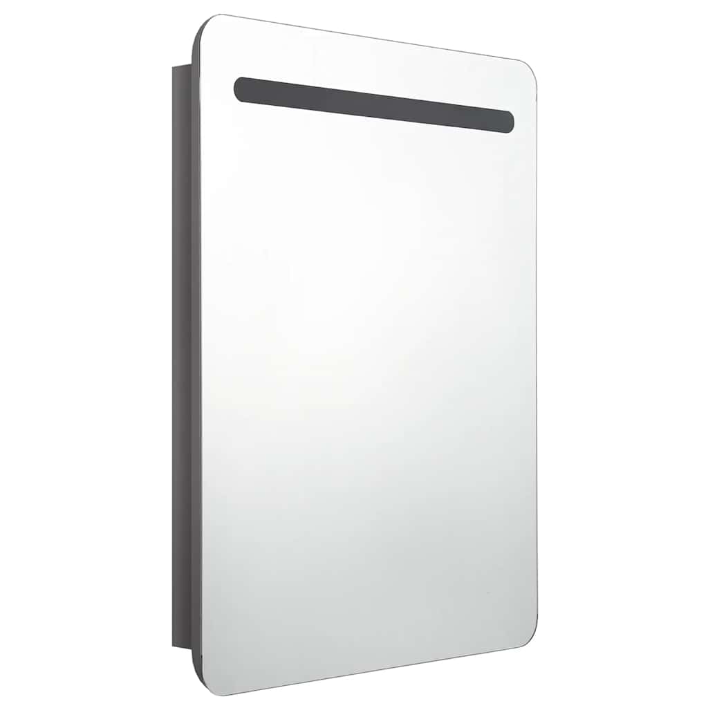 Vidaxl badkamerkast met spiegel en led 60x11x80 cm glanzend grijs