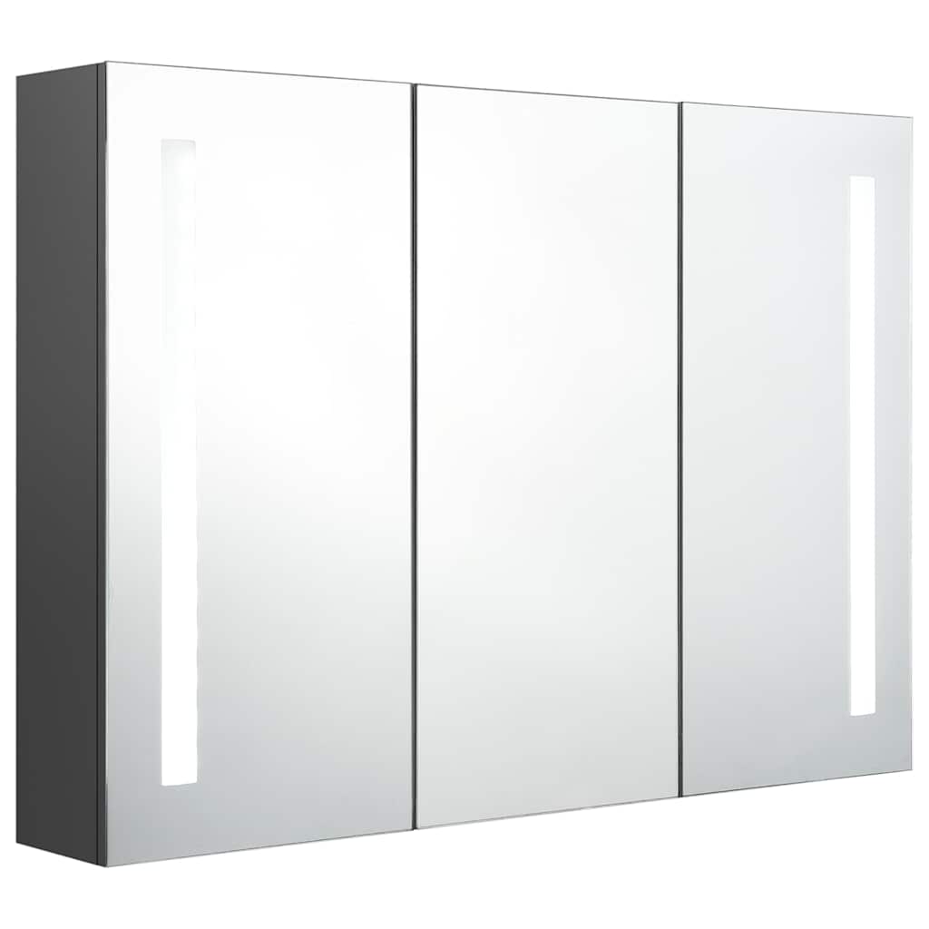 Vidaxl badkamerkast met spiegel en led 89x14x62 cm grijs