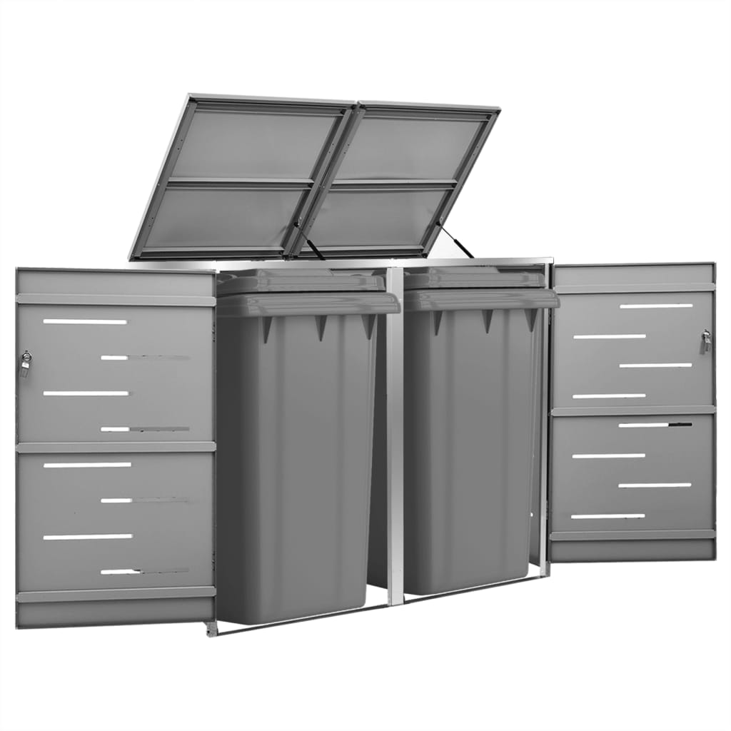 Vidaxl containeropbevaring Dobbelt 138x77,5x112,5 cm rustfrit stål