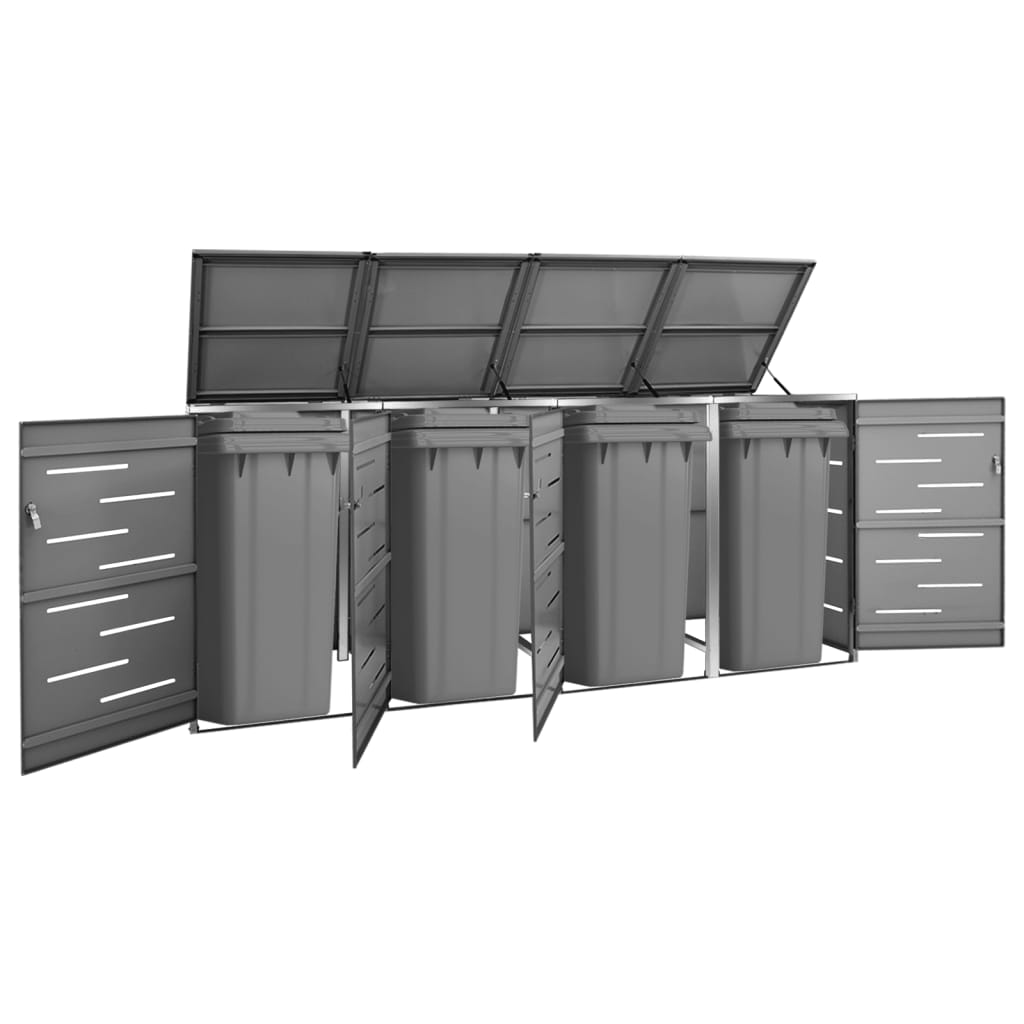 Vidaxl containeropbevaring fire -dobbelt 276,5x77,5x112,5 cm rustfrit stål