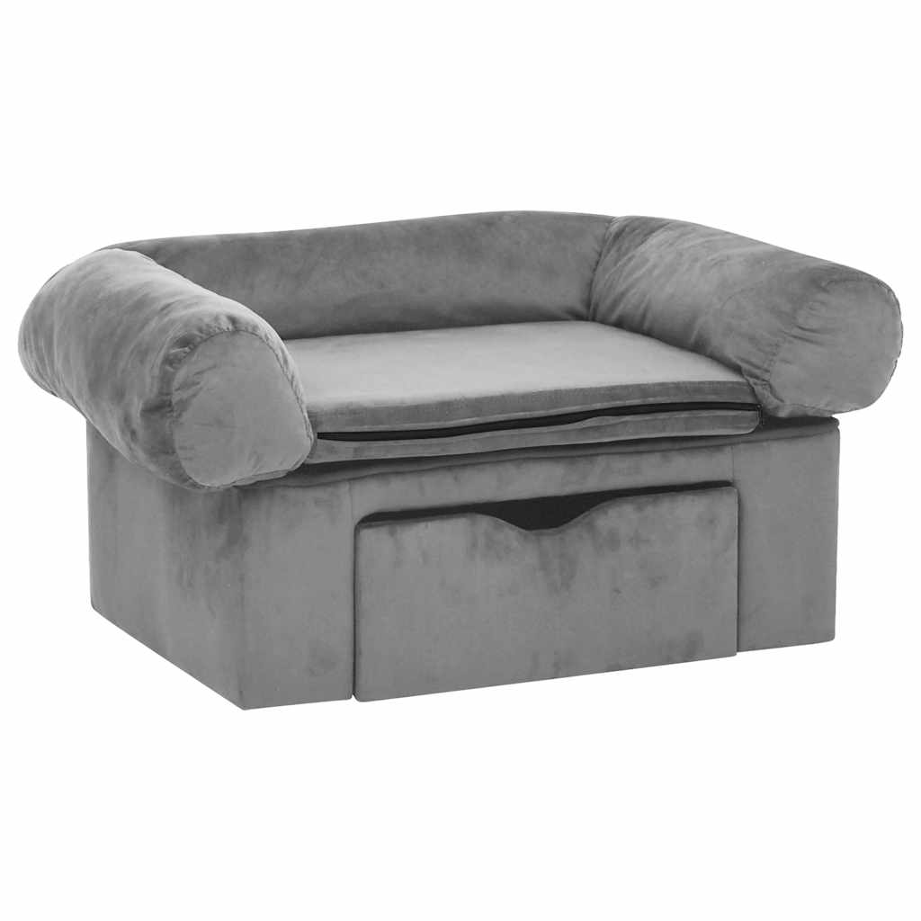 Vidaxl Dog Bank med skuffe 75x50x38 cm plys grå