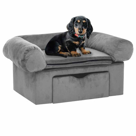 Vidaxl Dog Bank med skuffe 75x50x38 cm plys grå
