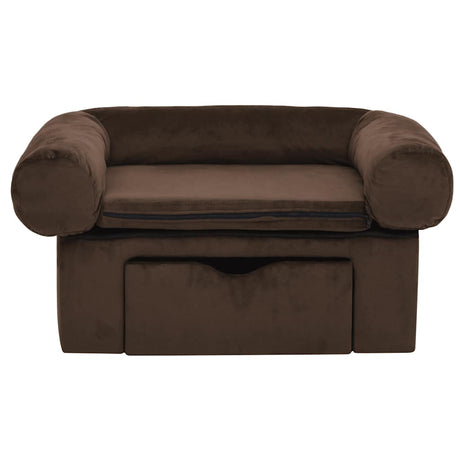 Vidaxxl hundesofa med skuffe 75x50x38 cm plysbrun