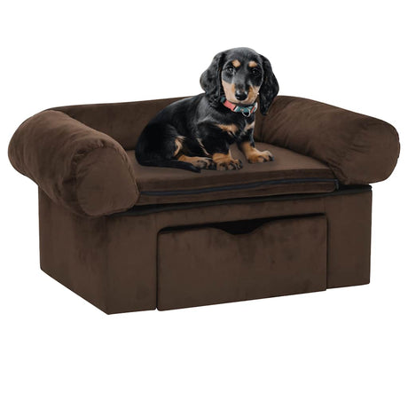 Vidaxxl hundesofa med skuffe 75x50x38 cm plysbrun