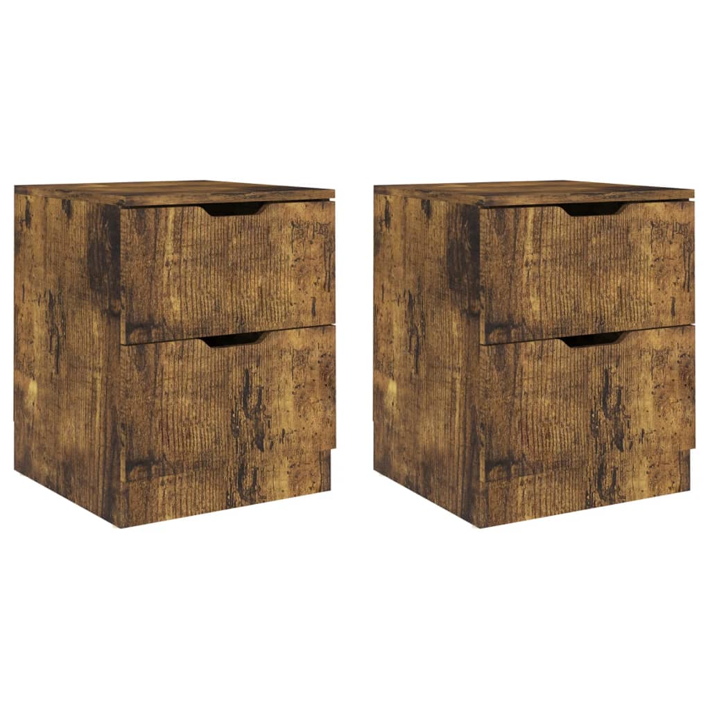 Vidaxl nachtkastjes 2 st 40x40x50 cm bewerkt hout gerookt eikenkleurig