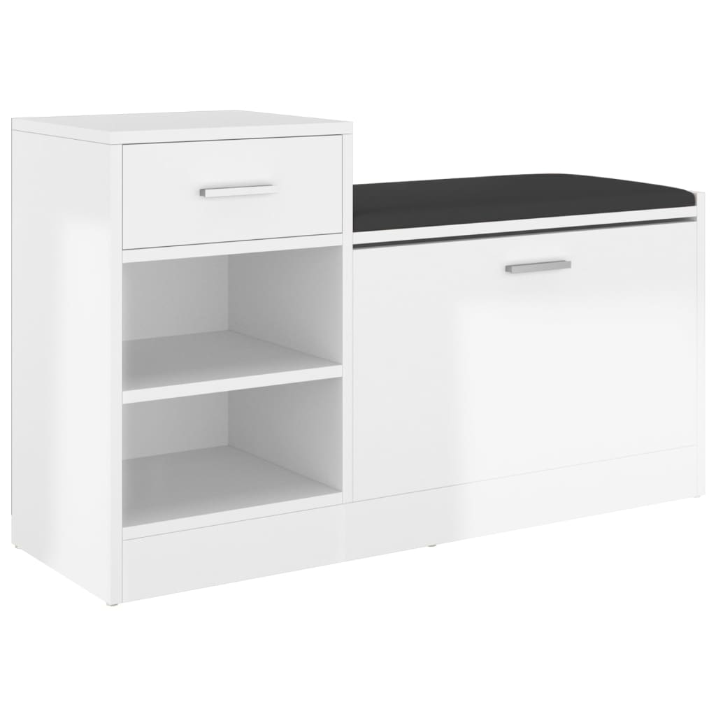 Vidaxl Shoes Bank 94.5x31x57 cm Forarbejdet træ Højglanshvid