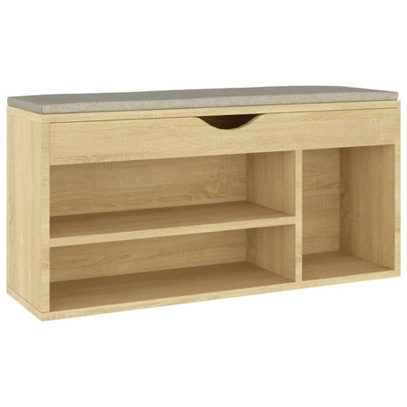 Vidaxl skobænk med pude 104x30x49 cm forarbejdet træ sonoma eg