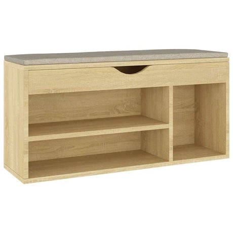 Vidaxl skobænk med pude 104x30x49 cm forarbejdet træ sonoma eg
