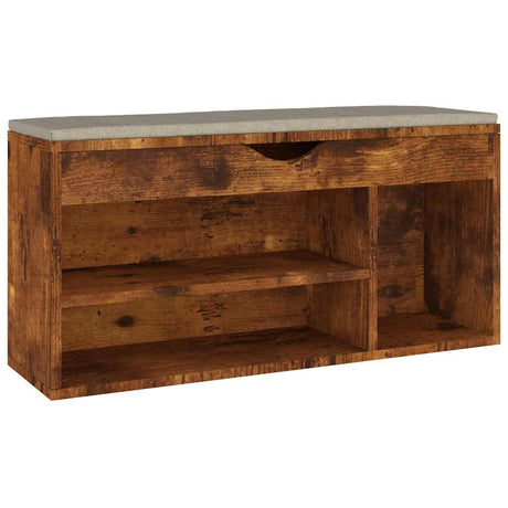 Vidaxl skobænk med pude 104x30x49 cm Property Wood Smoked Oak