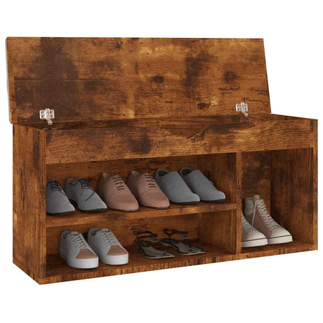 Vidaxl skobænk med pude 104x30x49 cm Property Wood Smoked Oak