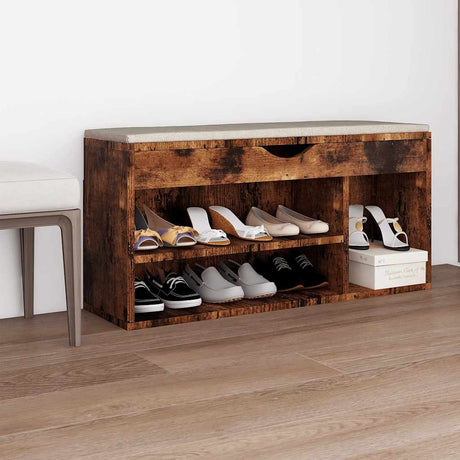 Vidaxl skobænk med pude 104x30x49 cm Property Wood Smoked Oak