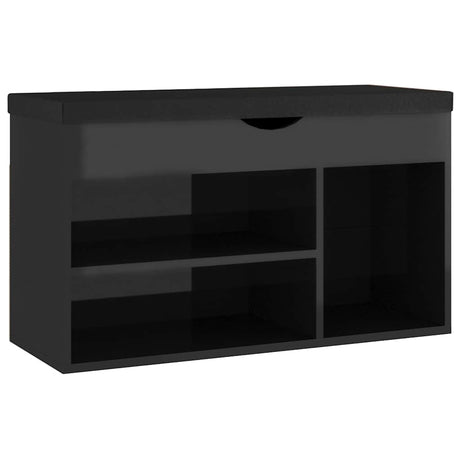 Vidaxl skobænk med pude 80x30x47 cm træ Højglans sort