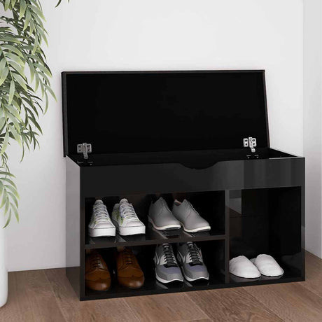 Vidaxl skobænk med pude 80x30x47 cm træ Højglans sort