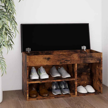Vidaxl skobænk med pude 80x30x47 cm Property Wood Smoked Oak