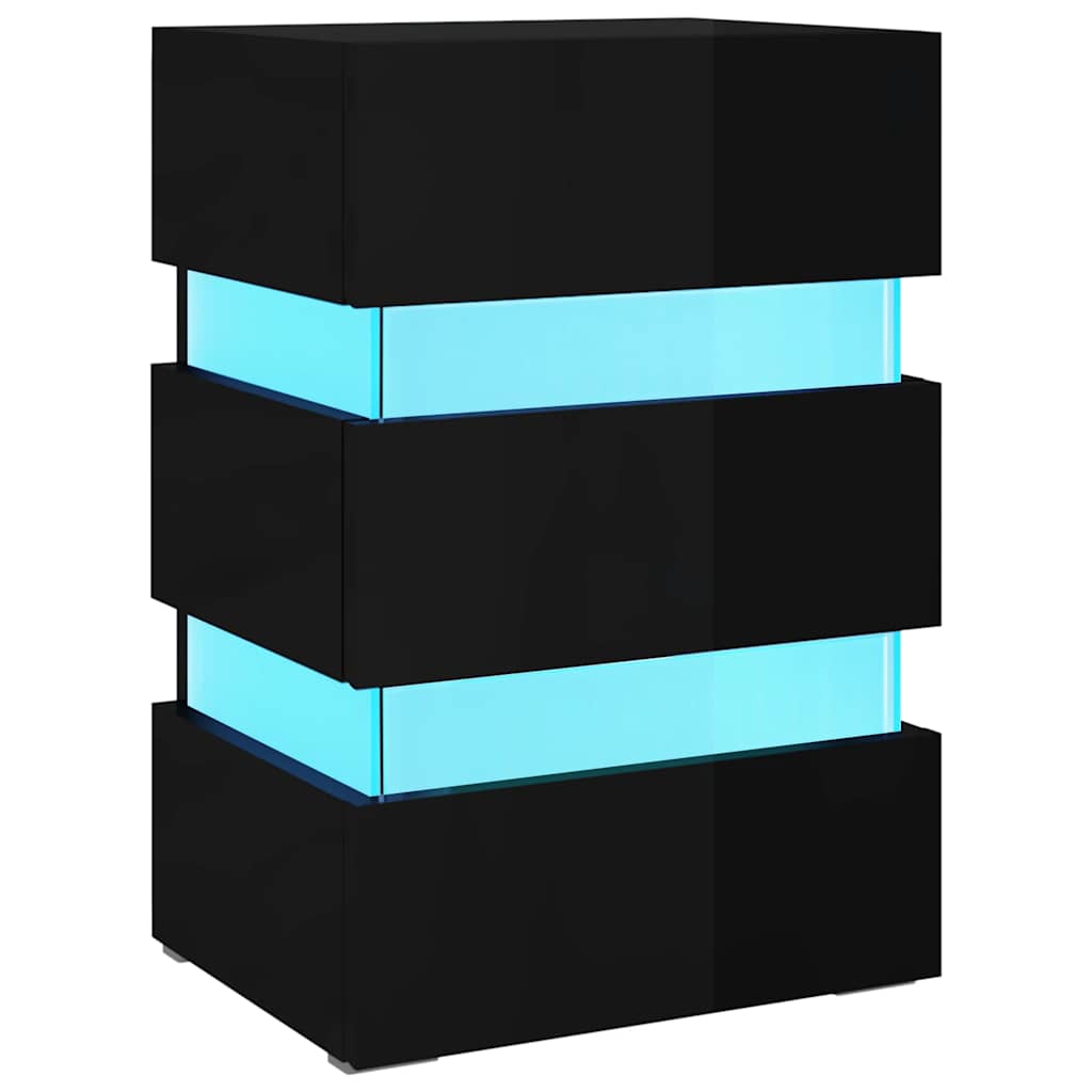 Vidaxl 326846 nachtkastje led 45x35x67 cm bewerkt hout hoogglans zwart