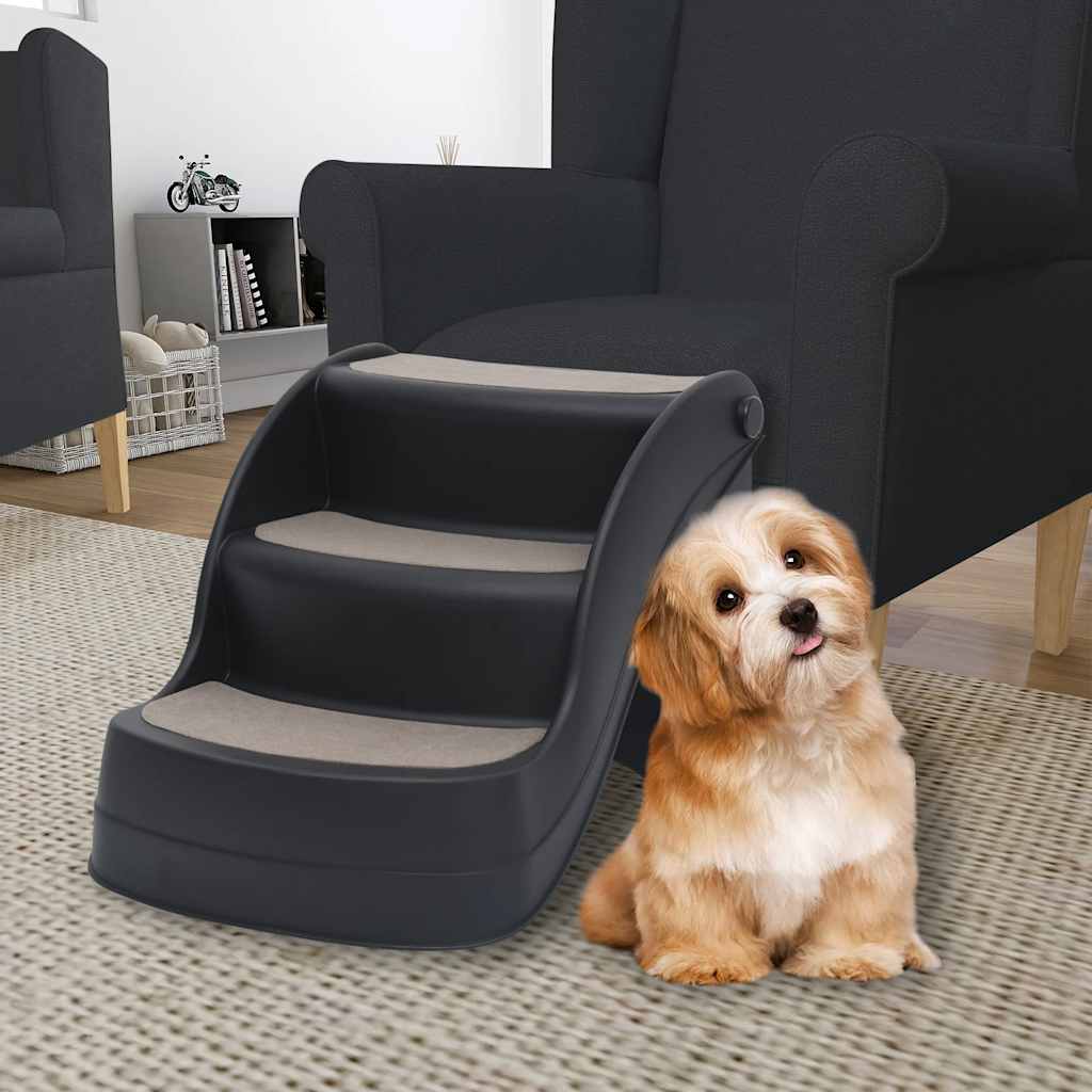 VidaXL hundetrappe 3 trin foldbar sort