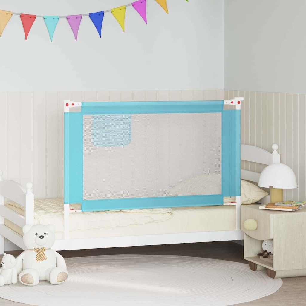 Vidaxl Bedhek Toddler 120x25 cm stof blå
