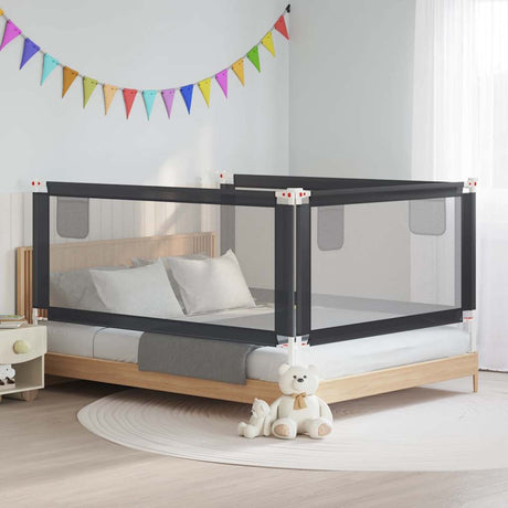 Vidaxl Bedhek Toddler 190x25 cm stof mørkegrå