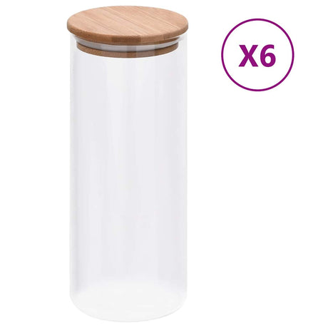 Vidaxl Storage Pots med bambus låg 6 pc 1000 ml glas